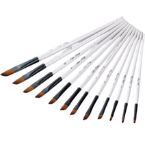 베르번 아크릴붓 브러시 12종 세트 화이트 납작3, 1세트