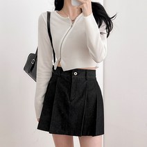 밀키버터 여성용 사선 투웨이 지퍼 티셔츠