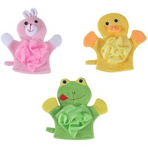 조이멀티 여아용 버블 애니멀캐릭터 유아 목욕장갑, 3개, 랜덤발송