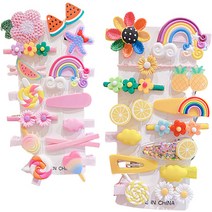 OON 여아용 비비드 믹스 캐릭터 머리 헤어핀 28종 세트 B타입