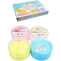2500 슈가토핑 마쉬멜로우 슬라임 4종 x 3p 세트, 화이트, 노랑, 파랑, 핑크