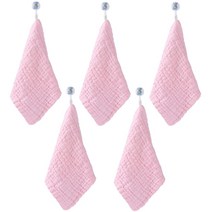 다사바바 6겹 엠보 순면 거즈 파스텔 손수건 5p, 핑크, 1세트