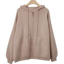 여성용 배체인 박시핏 골지 니트 후드 집업 cpjk4659k2b