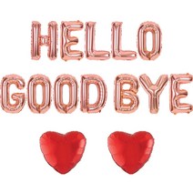 조이파티 은박풍선 HELLO + GOOD BYE + 하트 2p 세트, 로즈골드(HELLO, GOOD BYE), 레드(하트), 1세트