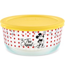 파이렉스 미키마우스 원형 유리볼 저장용기 레몬 946ml, 1개