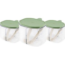 인블룸 멀티칸막이 양념통 그린 500ml + 스푼 2p 세트, 3세트, 양념통 + 스푼 2p