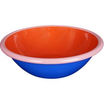 본에나멜웨어 컬러라마 샐러드볼 20cm, 블루 + 레드 + 핑크 Rim, 1개