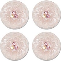 포인트 보석 큐빅 단추 해당화 15mm, 핑크, 4개