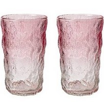 인블룸 홈카페 레인보우 그라데이션 유리컵 350ml, 2개, 바림레드