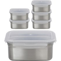 키친유 직사각 락스텐 밀폐용기 1.1L, 6개, 단품