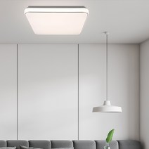 원하 삼성칩 라인 실버 씬 삼색변환 플리커프리 LED 방등 80W + 리모컨, 화이트