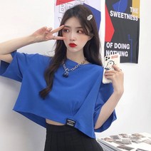 피어니스트 여성용 크롭 루즈 핏 티셔츠