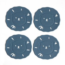 에이드엘 사자 실리콘 컵받침 4p, 터키블루