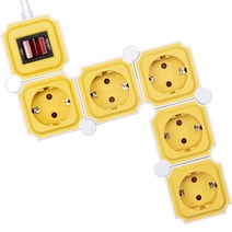 테트리스 디자인 멀티탭 5구 화이트 + 옐로우, 5m, 1개
