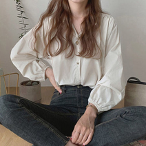두봄 라운드넥 소매퍼프 셔츠 아이보리 XL