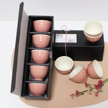 달소금 도자기 봄꽃 술잔 선물세트, 1세트, 술잔 5p