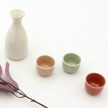 달소금 핸드메이드 도자기 도쿠리 꽃봉 삼색 술병 술잔세트, 1세트, 술병 + 술잔 3p