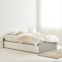 라온퍼니쳐 무헤드 멜로우 수납 침대 프레임 + 본넬 스프링 매트리스 방문설치, 그레이콤비