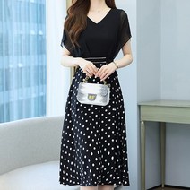 아뗄릭 날개 브이넥 도트 하트 쉬폰 원피스 01951