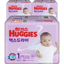 하기스 NEW 맥스드라이 밴드형 기저귀 신생아용 남여공용 1단계(3~4.5kg), 204매, 신생아