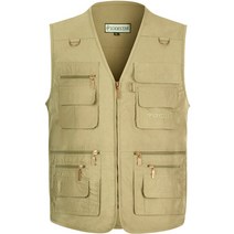 오디패스 빅사이즈 멀티 포켓 야상 캐주얼 베스트, 베이지