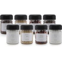 비프로젝트 바른락 양념보관소 PET 미니 양념통 블랙 180ml 8p + 셀프스티커 9종 세트, 1세트, 미니 양념통 8p + 셀프스티커 9종