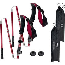 소소 5단 접이식 등산용 노르딕 워킹 스틱 2p, 레드