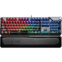 MSI 저소음 기계식 적축 스위치 RGB LED 소닉 게이밍 크리스탈 키캡 유선키보드 + 손목 받침대 세트, 일반형, 블랙, GK71