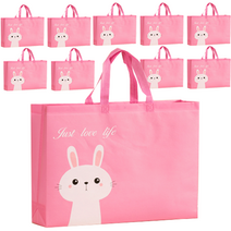 토끼 부직포 가방 대형 47 x 36 cm, 핑크, 10개