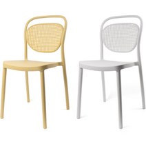 포블리스 베라체어 라탄 카페 의자 2p, 화이트, 페일옐로우, 1세트