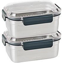 글라스락 클린 스텐 밀폐용기 직사각 2000ml, 2개, 밀폐용기 2p