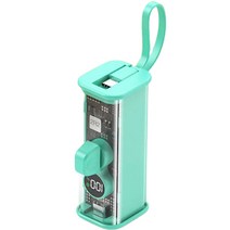 제로원 레인보우 일체형 미니 도킹 투명 보조배터리 C타입, 21700-1S2P, 그린