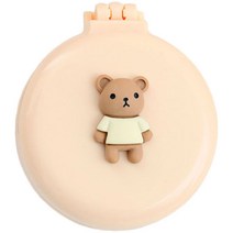 로새 마카롱 곰돌이와 토끼 에어 쿠션 거울 빗, 곰돌이 베이지, 1개