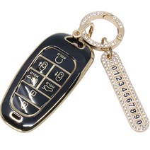 루젠 현대 그랜저 아반떼 싼타페 소나타 팰리세이드 코나 투싼 스타리아 자동차 스마트 TPU 키케이스 + 큐빅링 + 번호판 세트 현대03, 키케이스+큐빅링+번호판, 모던블랙