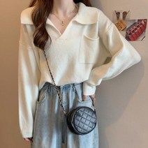 여성용 MA 빅카라 포켓 니트
