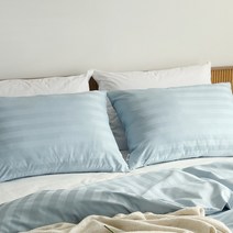 바운티풀 호텔침구 60수 스트라이프 이불커버 1cm, 스카이블루