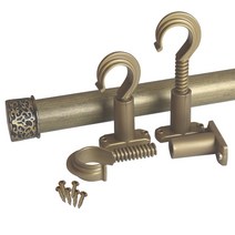 썬데코 35mm커튼봉 원형캡 + 조절브라켓, 골드블랙