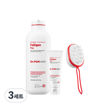 닥터포헤어 폴리젠 플러스 샴푸 500ml + 샴푸 70ml + 두피 클렌징 브러쉬 세트, 3세트