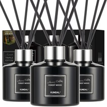 쿤달 퍼퓸 디퓨저 아로마에디션 200ml 3개 + 섬유스틱 15개 세트, 포레스트우드향, 1세트