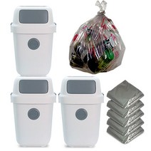 올리빙 도트 분리수거함 60L x 3개 + 전용비닐 100매, 화이트, 1세트