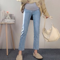 여성용 패션 임산부 9부 청바지