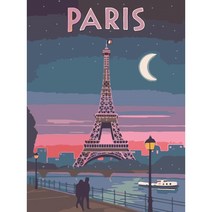 모모픽스페인팅 DIY 명화그리기 세트 30 x 40 cm, 도시 파리 에펠탑