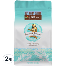 하와이안파라다이스커피 하와이 코나 클래식 로스트 커피, 홀빈, 340g, 2개