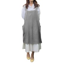 린넨 심플 롱 앞치마 L, 그레이, 1개