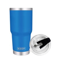 4YOU KEEP 대용량 스테인레스 보온보냉 텀블러 + 밀폐형 빨대 뚜껑, 블루, 900ml