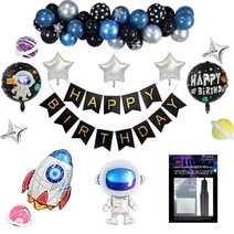 투코비 생일파티 장식 풍선 + 손펌프 + 고정테이프 세트 우주탐험, 로켓별 A, 1세트