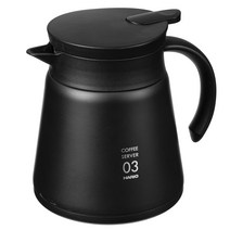 하리오 V60 보온 스테인레스 커피 서버 VHS-80B 800ml, 블랙, 1개