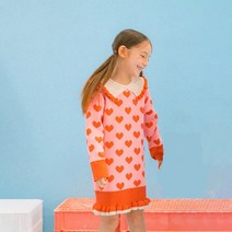 오즈키즈 여아용 하트소다 니트 원피스