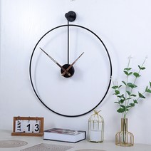 큐랑 인테리어 거실 벽시계 뒷판없는 패션 북유럽시계 50cm, 블랙