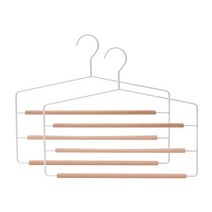 진영컴퍼니 나무 옷걸이 바지걸이 3단, 흰색, 2개입